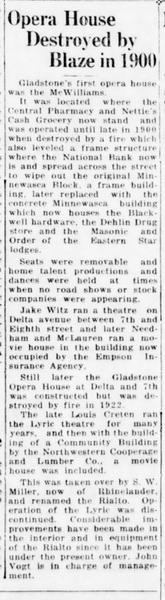 Gladstone Opera House - THE ESCANABA DAILY PRESS WED JUN 30 1937